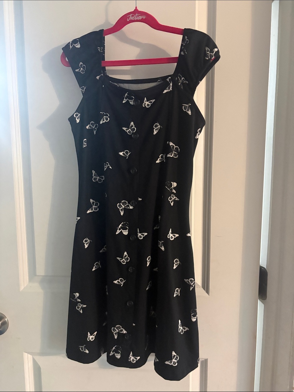 SO Black Dress with White Butterfly Print